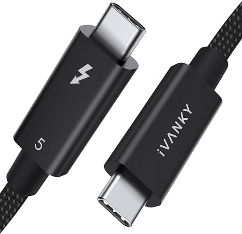 IVANKY | Intel Certified | Thunderbolt 5 Cable 3.3ft, up to 120Gbps and 240W, Premium Braided Thunderbolt Cable 80Gbps, Compatible with Thunderbolt 4/3, USB4, MacBook M5 Pro, iPhone 17/16/15-3.3FT