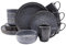 HOMD 16-Pieces Stoneware Dinnerware Set, Dinner Set, Kitchen Dinnerware Ceramic Crockery Set, Dinner Service Set for 4, Include Dinner Plate, Dessert Plate, Cereal Bowl and Mug (Dark Blue)