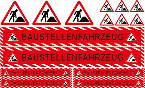 Baustellenfahrzeug Aufkleber Set – 15-Teilig – Perfekt für Bobbycar, Fahrrad, Helm – Für Kinder & Modellbau – Witterungsbeständig (Baustellenfahrzeug)