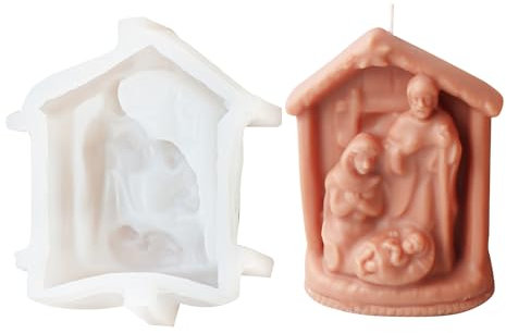 Silikonform in Hausform, Jesus-Familie, handgefertigt, zur Herstellung von Seife, Süßigkeiten, Dekorationen