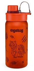 ergobag Trinkflasche Tiger - Orange | Mit ergobag Motiv, 550 ml, auslaufsicher, für Kohlensäure geeignet und spülmaschinengeeignet für den Alltag