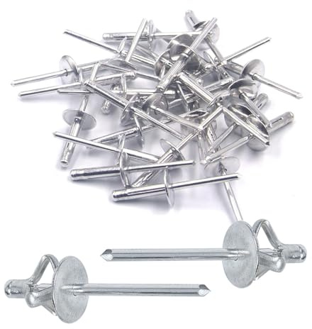 50 pezzi di rivetti esplosivi a 3 pieghe, rivetti ad espansione con flangia grande in alluminio da 3,2 mm, 4,0 mm, 4,8 mm e 6,0 mm for industria, edilizia, metallo, automotive(4.0X14mm)