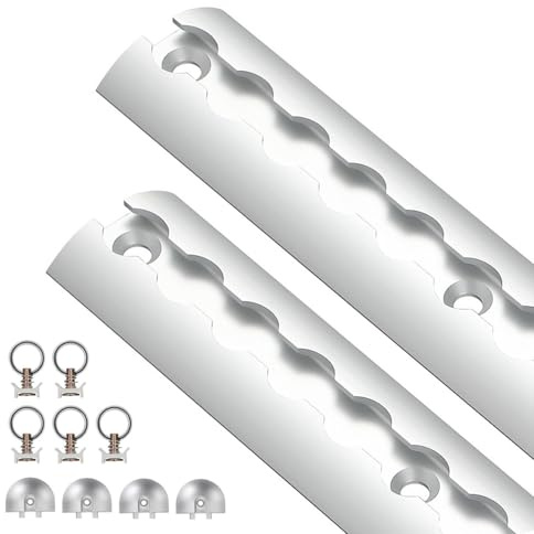 Airlineschiene 2 x 1m, Silber Halbrunde,Alu Zurrschiene mit Bohrungen,Ladungssicherung mit 5 Zurrösen und 4 Endkappen für LKWs und Wohnmobile