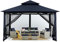 MasterCanopy 3,4 x 3,4 m Doppeldach Gartenlaube Pavillon mit 4 Netzwänden für Garten, Hof, Marineblau