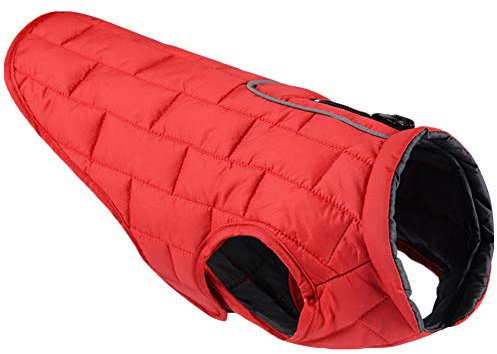 wasserdichte Hundemantel, Haustier Winterbekleidung Snowproof, Warme Haustier Jacke Hundejacke Hundepullover für Hunde,Rot,XL: Chest (74-98CM)