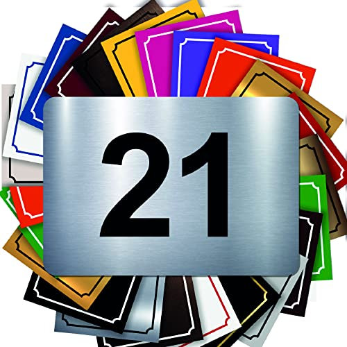 Numéro Pour Boîte Aux Lettres Adhésif - Numéro De Maison PVC – Plaque Gravée À Personnaliser - MEDIUM 7 x 5 cm (Gris Alu Brillant)
