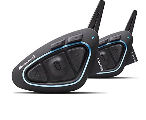 Midland - Interfono Moto Bluetooth Coppia BTX2 Pro S LR Twin, Auricolari Casco Waterproof IPX6, Doppio Processore BT, 1,6Km, 4 Coppie, Batteria 23H, Cancellazione Rumore Audio Hi-Fi Universal Intercom