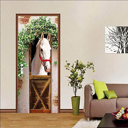 VIRANDA 3D Türtapete Selbstklebend Türaufkleber - Pferd - Türfolie Türposter PVC Wasserdichte Umweltschutz Tür Stickers 86 x 200 cm