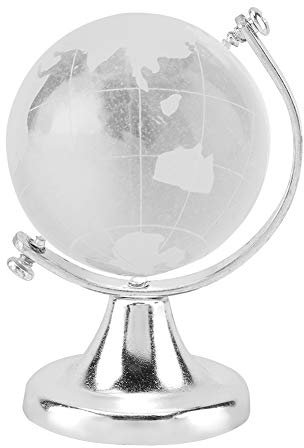 Boule De Cristal Globe Du Monde 3D, Terrestre Carte Ornement Bureau Sphère Décor à Domicile Cadeau Maison Rond Terre Verre Magique Décoratif Home Office Decor Chambre Coucher D'anniversaire Argent