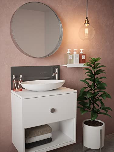 Charcoal Grey Glass Splashback - Bathroom Sink Back Panel - 250mm x 600mm x 4mm