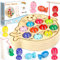 GUHAOOL Angelspiel Holz ab 2 Jahre, Montessori Spielzeug 2 Jahre,Holz Angelspiel ab 2,Magnet Fische Angeln Spiel,Motorikspielzeug Holzspielzeug 2 Jahre,Jungen Mädchen 2 3 4 5 Jahre Geschenk für Kinder