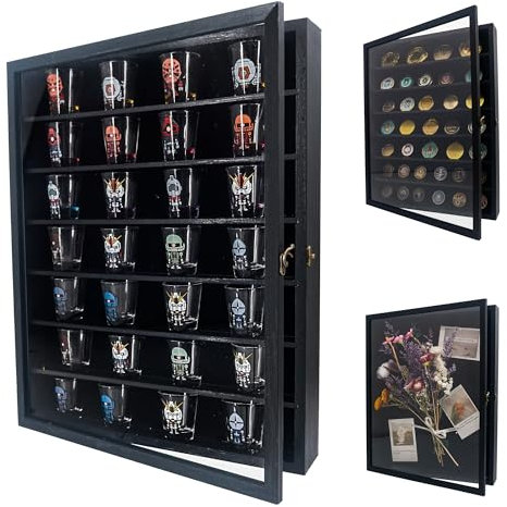 FramePro Shadow Box Frame 16x20 Inch with Removable Shelves Deep Memory Box Display Case for Collectors Keepsake Coins Military Medals Pins Wedding Flowers Black