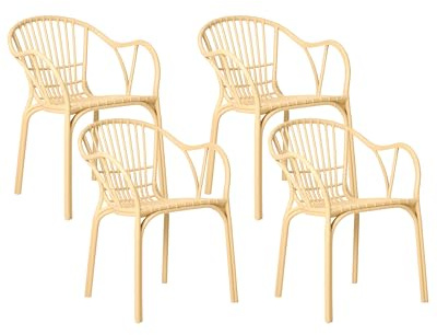 Beliani Modern Set of 4 Garden Dining Chairs Lightweight Plastic Resistant Beige Andora