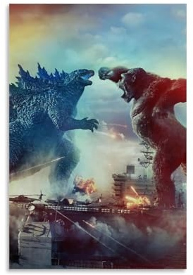 AETQWOEGEWE Poster auf Leinwand, Motiv: King Kong und Godzilla, moderne Kunstposter, elegante Kunst, ästhetischer Druck für Wohnzimmer, Schlafzimmer, 40 x 60 cm, ungerahmt