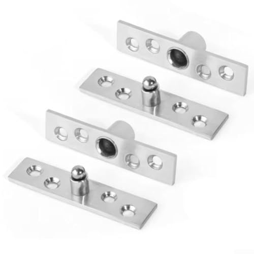 2pcs Stainless Steel 360 Degree Swivel Door Hinges Upper and Lower Set for Wooden and Furniture Doors with Enhanced Weight Capacity (Silver)