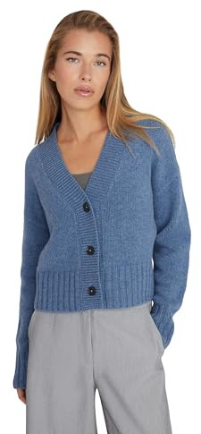 Style & Republic Damen V-Neck kurzer Cardigan aus 90% Merinowolle & 10% Kaschmir – Deine kuschelige Kaschmirblend Premium Langarm-Strickjacke für stilvolle Herbst- & Wintertage