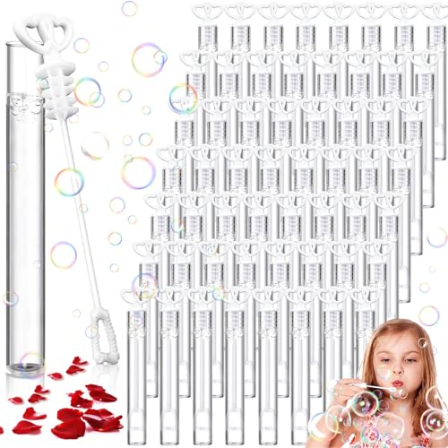 POWZOO 60 pezzi Set Mini Bolle di Sapone, Bastone per Bolle di Sapone, Bolle di Sapone per Bambini, Bolle di Sapone per Matrimonio, per Fidanzamento, Bolle di Sapone per Nozze, Bomboniere per