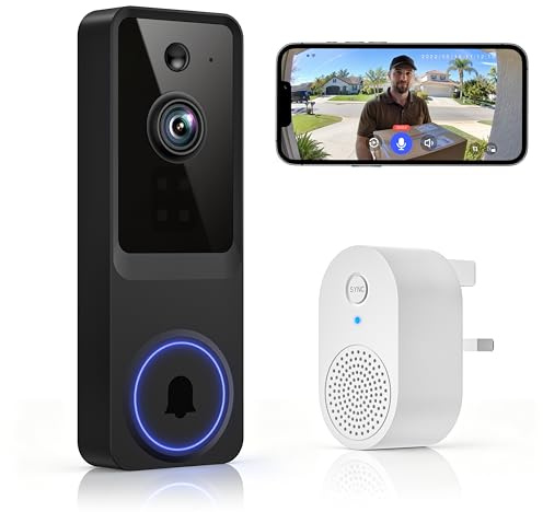 1080P Battery WI-FI Video Doorbell Camera Wireless with Colour Night Vision | Security Camera for Outdoor Indoor Surveillance, AI Human Detection, 2-Way Audio, Live View, 2.4G WiFi Only, Cloud Storage