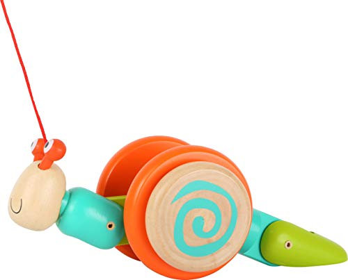 small foot 10686 Nachziehspielzeug in niedlicher Schnecken-Form, rollendes Schneckenhaus und beweglicher Körper beim Ziehen, fördert die motorischen Fähigkeiten