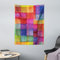 ABAKUHAUS Abstrakt Wandteppich, Regenbogen-Farben-Quadrate aus Weiches Mikrofaser Stoff Waschbar ohne Verblassen Digitaldruck, 110 x 150 cm, Rot Blau