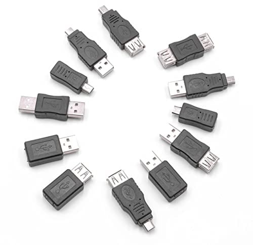 vhbw 12x Adapter OTG für Mobilgerät | USB 2.0 Kabeladapter Set, Schwarz