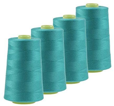 4 x 4572m Qualitäts Overlock-Garn Oeko-Tex Overlock-Nähgarn Farben 581 bis 620, Farbe:A609 türkis