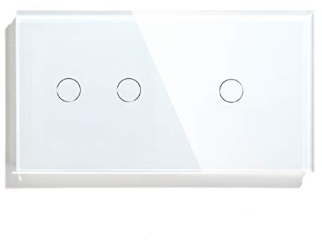 BSEED Touch Dimmer 2-Fach 1-Weg (KEIN WLAN) und WIFI-Schalter 1-Fach 1-Weg (Neutralkabel Erforderlich) Alexa Glasscheibe Wandlichtschalter Weiß