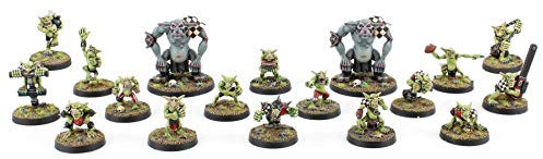 War World Gaming Gutrot Greenskins Ganzes Goblin Team & Starspieler - 28mm Fantasie Fußball Miniatur Figur Mini Kobold für Blood Bowl Sammlerstück Bemalen Gelände Modellbau