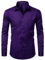 PARKLEES Men's Slim Fit Formal Long Sleeve Casual Business Party Dress Shirts with Chest Pocket Purple M