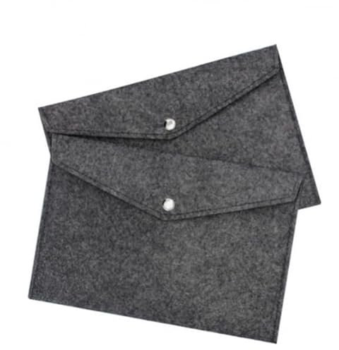 Dokumententasche Sammeltasche Sichttasche 2 Stück A4 quer, mit Druckknopf, aus Filz (Grau)