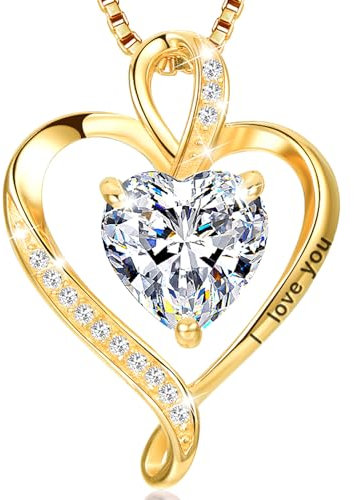 LAVUMO Herz Kette Damen Silber 925 I love you Halskette Damen Personalisierter schmuck Geschenke für Frauen Frau MaMa Freundin an Geburtstags Valentinstag Muttertag Mit Rose Geschenkbox