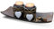 Fovasen Shabby Chic Teelicht Kerzenhalter, Romantische Valentinstag Weihnachtsdeko Rustikales Kerzenhalter Set Holz Votivkerzenhalter mit Tablett und Steinen für Kaffee Esstisch Center Dekor-Set von 2
