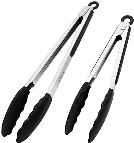 Joejis 2 Grill Zangen 9 und 12 Grillzange Silikon Grillzange Edelstahl Schwarze Zange Küche