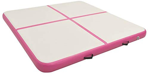 vidaXL Gymnastikmatte Aufblasbar mit Pumpe Turnmatte Tumbling Matte Training Fitnessmatte Yogamatte Trainingsmatte 200x200x20cm PVC Rosa