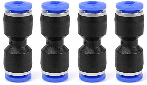 QWORK Gerade Pneumatik Steckverbinder, Pneumatikverbinder, Steckanschluss für Luft & Wasser, 4mm, 4 Stück