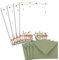 50 Briefbogen-Sets DIN A4 - Naturpapier in Creme mit Blumengarten - mit Briefumschlägen DIN C6 in Kraftpapier Grün Briefpapier bedruckbar ideal für Hochzeitseinladungen