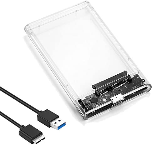 Eono 2.5 Hard Drive Enclosure, SATA to USB 3.1 6Gbps Tool-Free Clear External Hard Drive Enclosure Compatible with 2.5 SATA SSD/HDD Caddy, PS5/4 Xbox TV Laptop MacBook PC