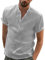 YAOBAOLE Men Linen Short Sleeve Stand Collar Shirts for Men Plain Beach Shirts for Men Light Gray 3XL