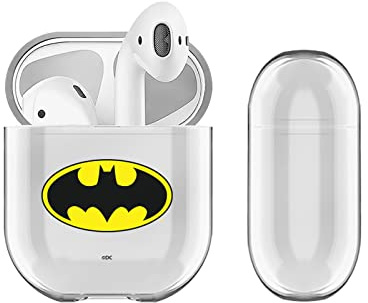 Head Case Designs Offizielle Batman DC Comics Klassisch Logos Durchsichtig Harte Kristall Handyhülle Hülle Huelle kompatibel mit Apple AirPods 1 1st Gen / 2 2nd Gen Charging Case