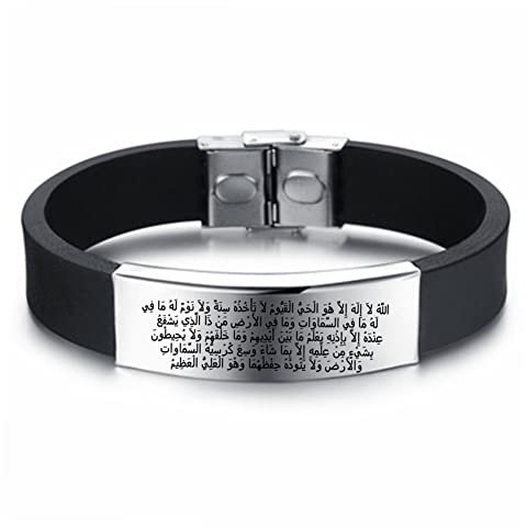ForeverWill Weiche Silikon Islam Arabisch Koran AYATUL KURSI Allah Armreif Armband für Männer Frauen Lässig Amulett Schmuck Muslimische Geschenke, 8,66 Zoll