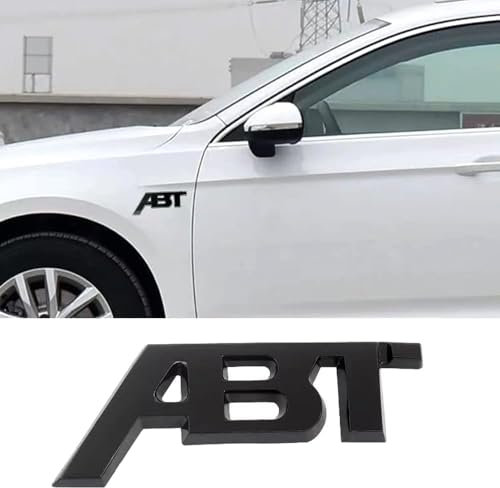 GEFIRE ABT Emblem Metal Sticker, Autoaufkleber Tuning, ABT 3D Auto Emblem, Schwarz Verchromt, Auto-Sticky-Emblem, Geeignet für die Fahrzeugkarosseriedekoration, Abzeichen Dekoration, Auto Zubehör