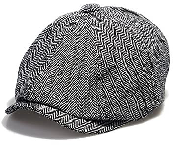 CLAPE Herringbone Shelby Mütze 8 Panel Baskenmütze Herren Tweed Schiebermmütze Schlägermütze Tellermütze Retro Gatsby Newsboy Cap