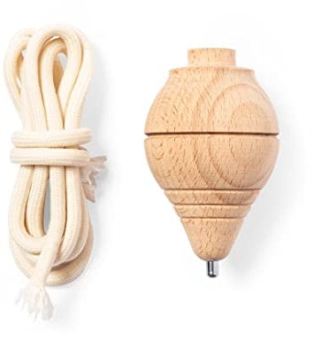 Lot de 5 toupies en bois avec corde