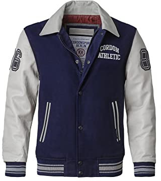 Cordon Sport Herren College Lederjacke Bronx (as3, alpha, xx_l, regular, regular, navy stone)