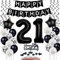 Schwarz Weiß Luftballons 21. Geburtstag Dekoration,Geburtstagsdeko 21 Jahre mann frauen Tortendeko 21 Geburtstag Ballons 21. mann Happy Birthday 21 Jahre männer deko 21