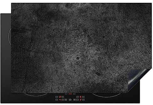 KitchenYeah© Herdabdeckplatte Einteilig Abdeckplatten Cerankochfeld Abdeckung Ceranfeld Herdplattenabdeckung Induktionsmatte Beton - Structure - Retro - Schwarz - Grau - Rustikal - 80.2x52.2 cm