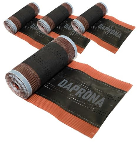 DAPRONA 4x Bande de Faîtage Alu Super Vent 5m x 390mm Rouge RAL 8004, Colle Butyle