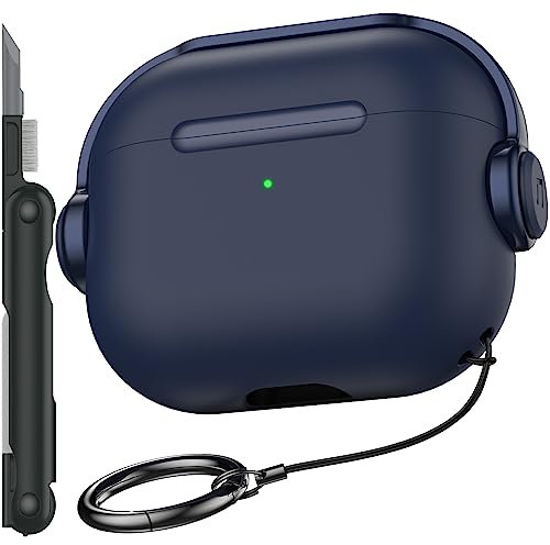 R-fun Kompatibel mit Airpods 3rd Generation Case mit Secure Lock, Musik Headset Kopfhörer Schutzhülle mit Reinigungsset Kompatibel mit Apple Airpods 3 2021 Ladecase,Blau