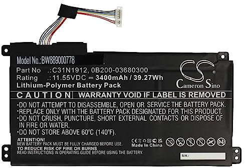 vhbw Batería reemplaza ASUS 0B200-03680300, C31N1912 para Notebook (3400 mAh, 11,55 V, Li-Poli)