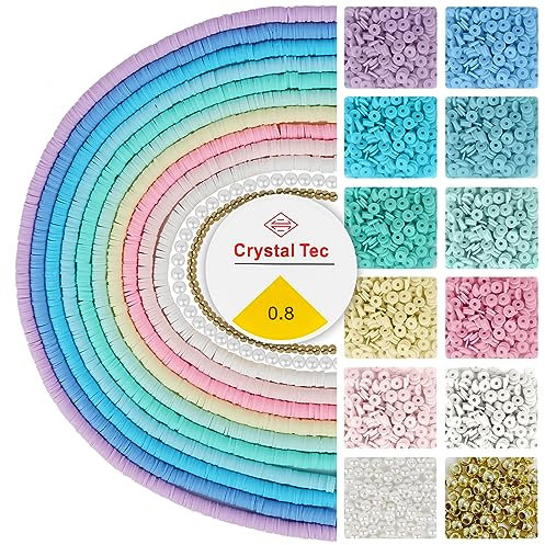 ZEFAN Perlen für Armbänder, 3800 Stück Bunte Clay Beads, 6mm Heishi Perlen für Armbänder, Chocker, Ohrringe, Fußkettchen Machen, Ideal für Erwachsene oder Kinder DIY